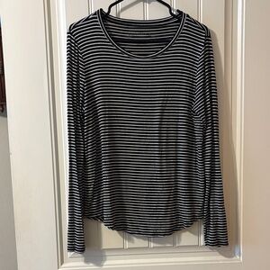 Aeropostale Black and White Striped Long Sleeve Tee